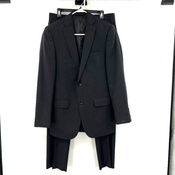 Marc Anthony Black Wool 2 Piece Suit Men's 38R 32"x32" - Picture 1 of 13